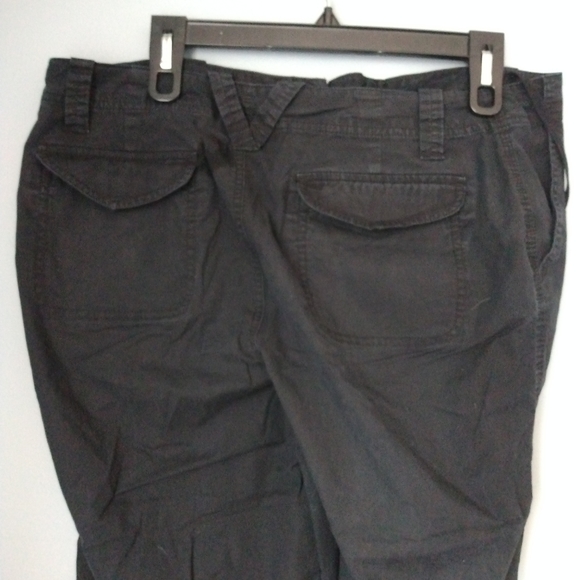 Black Long Convertable Capris Pants Travel /Outdoor Gear 4 pockets Tie waist - Picture 2 of 7